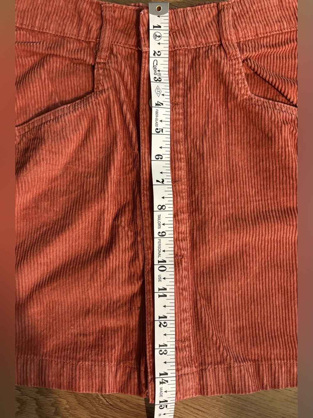 Free People Ray Cord Mini Skirt Myrrh Terracotta Size 8 - Picture 11 of 12